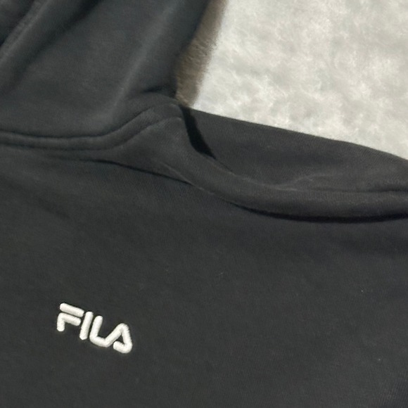 FILA Black Hoodie Sweatshirt Kangaroo Pocket Drawstring Hood Women's S - Picture 4 of 9